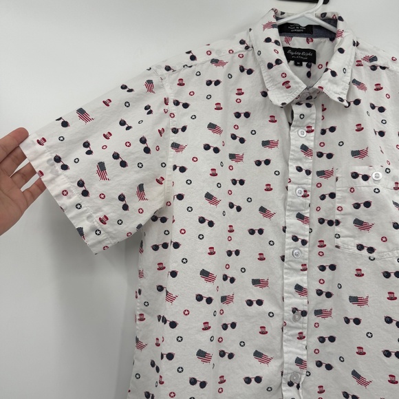 Eighty Eight Platinum Shirt Men Medium White Button Up Short Sleeve 4th July USA - Picture 3 of 10
